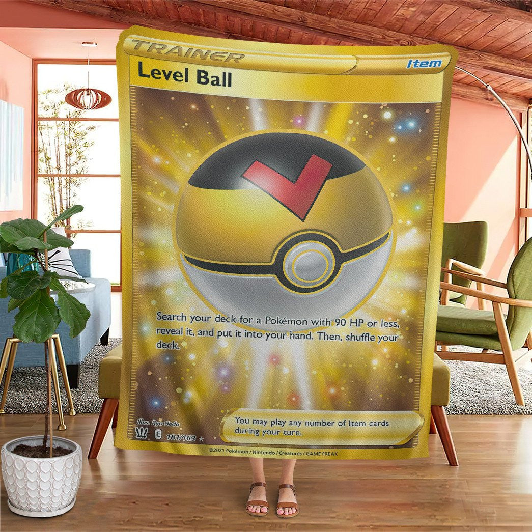 Anime Pkm Level Ball Trainer Custom Soft Blanket