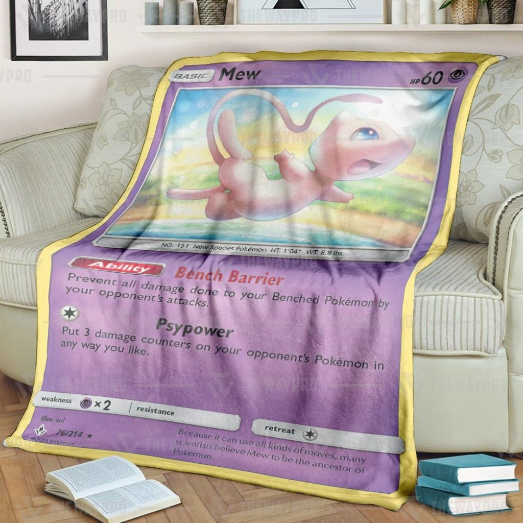 Anime Pkm Mew Custom Soft Blanket / S/(43X55)