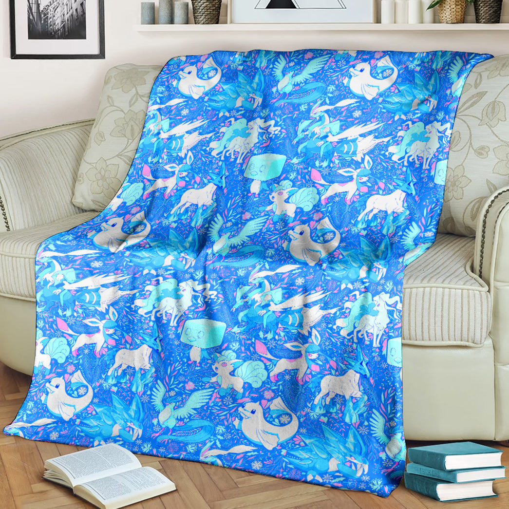 Anime Pkm Ice Seamless Pattern Custom Soft Blanket / S/(43X55) XO0204228