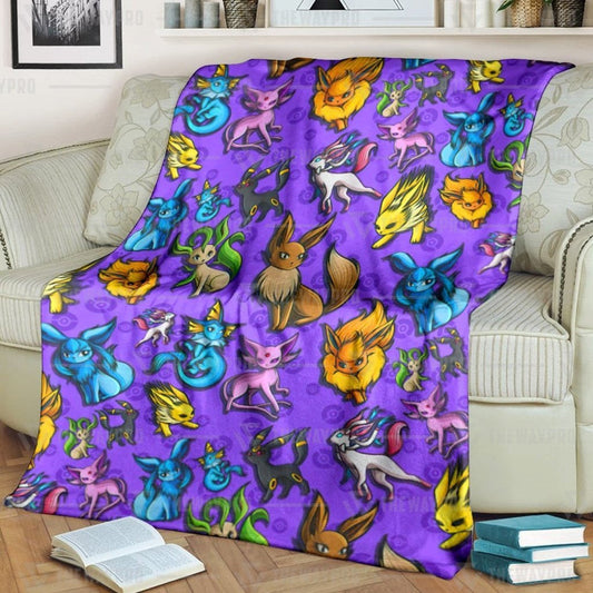 Anime Pkm Eevee Eeveelutions Custom Soft Blanket / S/(43X55)