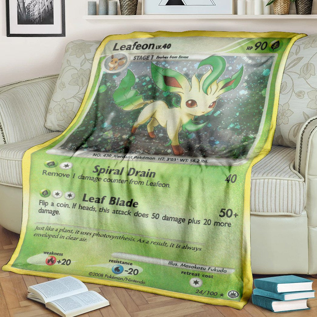 Anime Pkm Leafeon Custom Soft Blanket