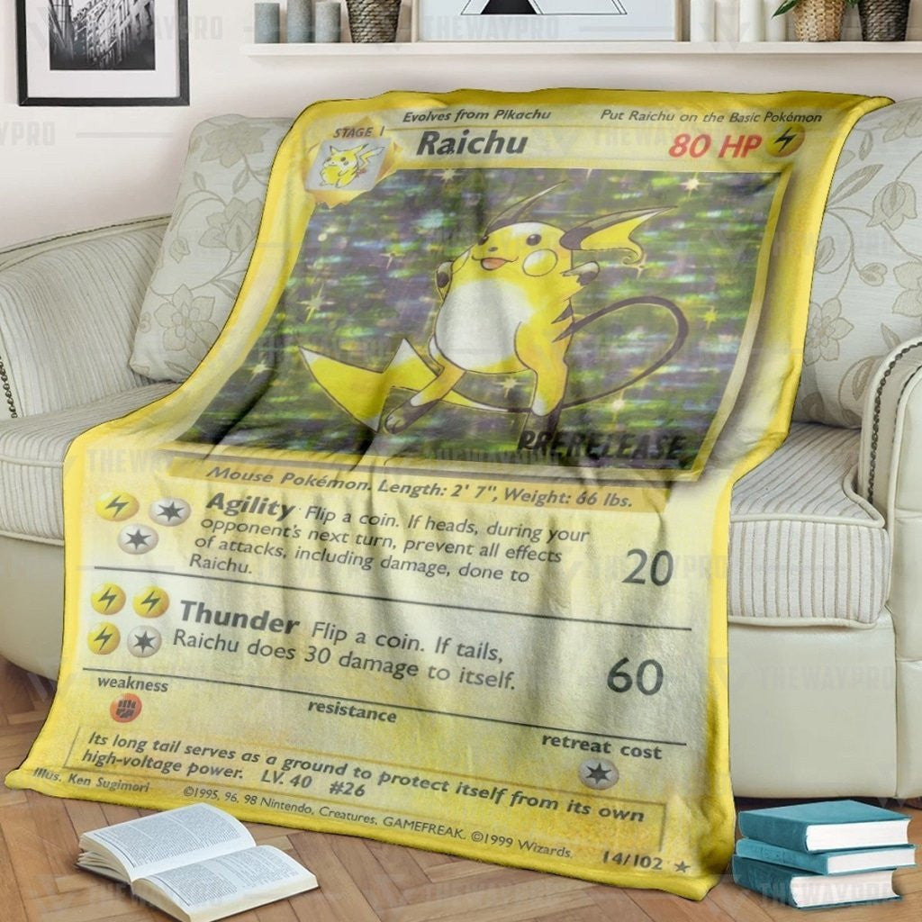 Pkm Raichu Card Custom Soft Blanket / S/(43X55)