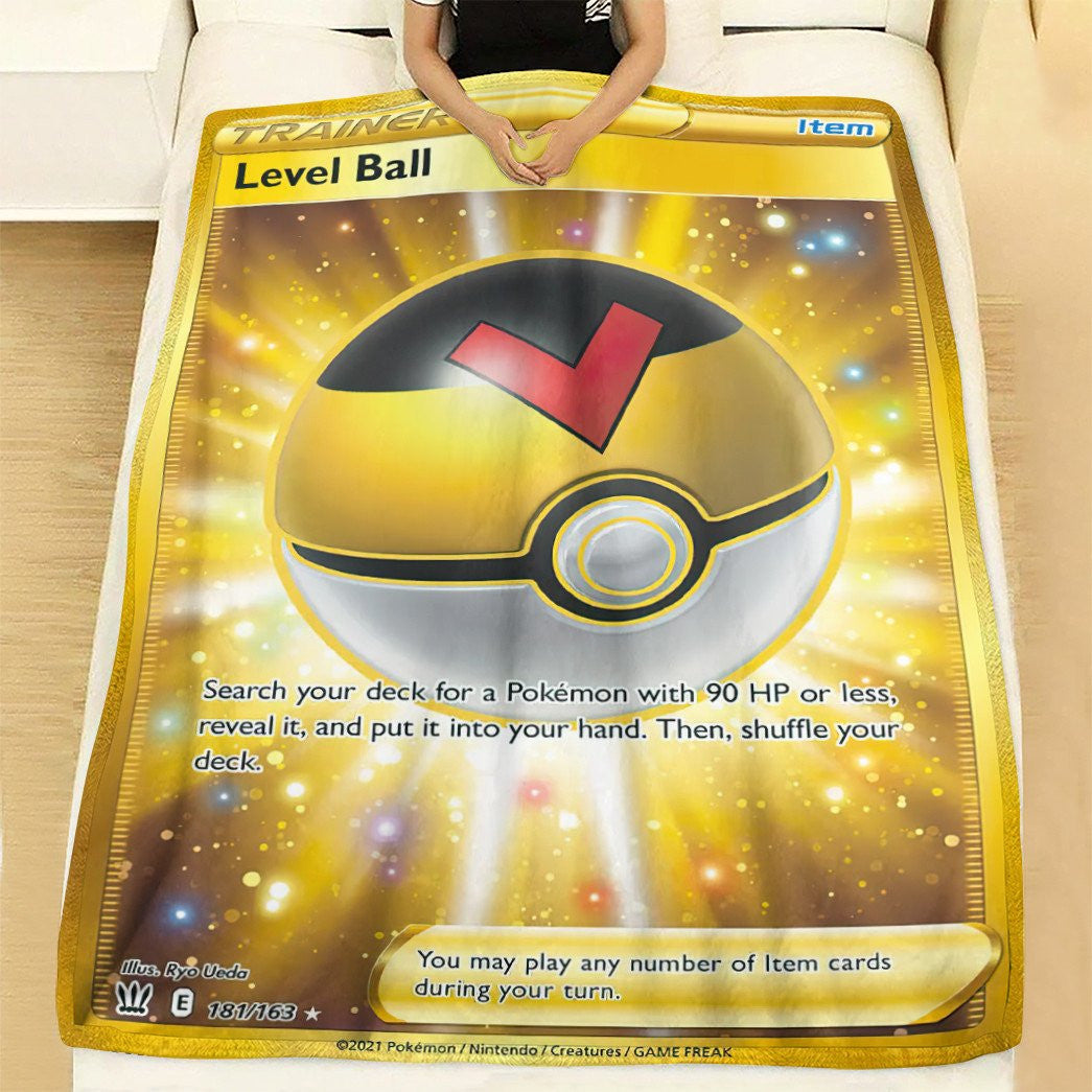 Anime Pkm Level Ball Trainer Custom Soft Blanket