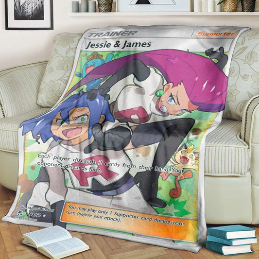 Anime Pkm Jessie & James Trainer Custom Soft Blanket / S/(43X55)