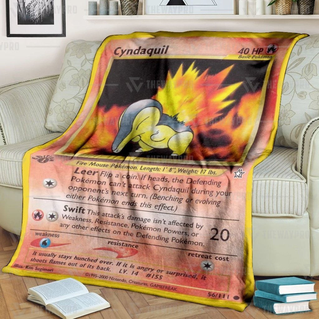 Anime Pkm Cyndaquil 1St Edition Leer Custom Soft Blanket / S/(43X55)