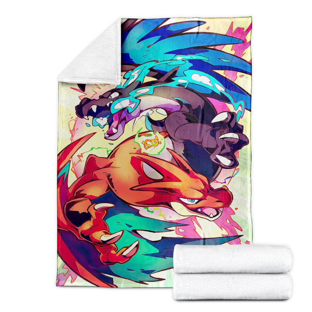 Anime Pkm Mega Charizard Xy Custom Soft Blanket