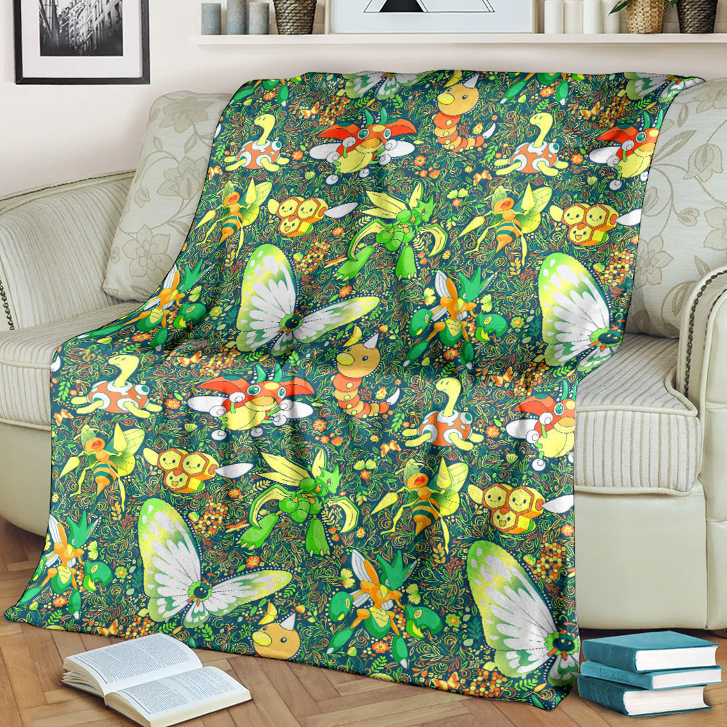 Anime Pkm Bug Seamless Pattern Custom Soft Blanket / S/(43X55) XO3003229