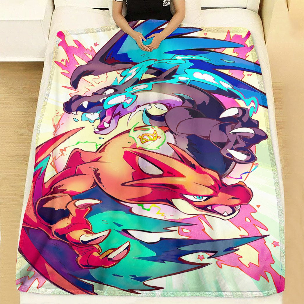 Anime Pkm Mega Charizard Xy Custom Soft Blanket