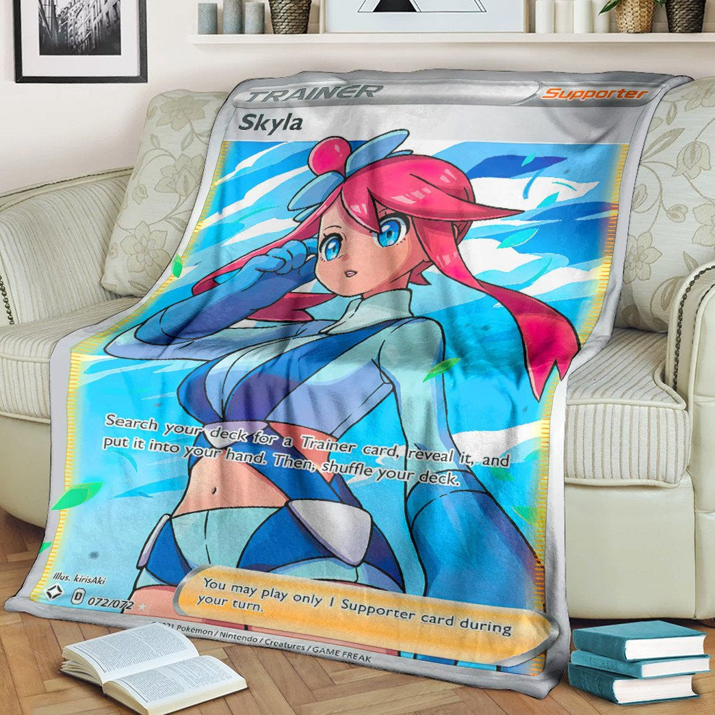 Anime Pkm Skyla Shining Fates Trainer Custom Soft Blanket / S/(43X55)