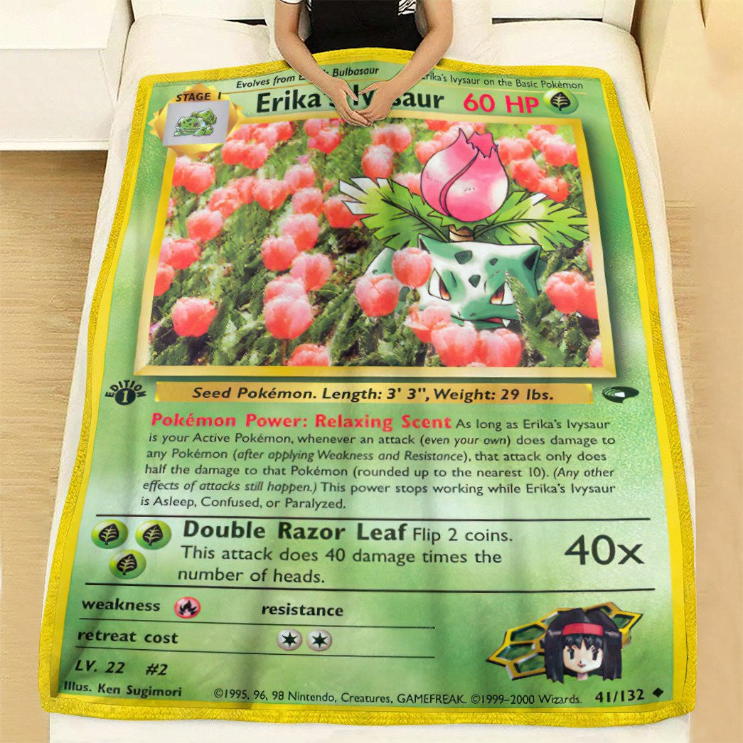 Anime Pkm Erikas Ivysaur Gym Challenge Custom Soft Blanket