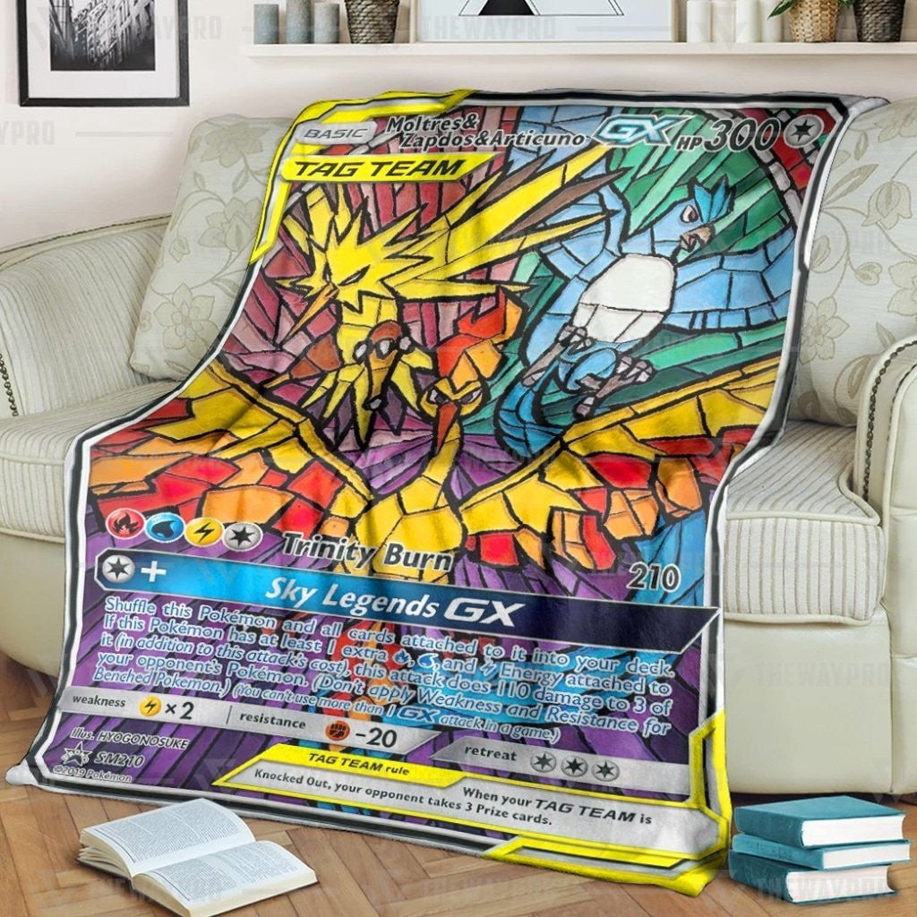 Anime Pkm Moltres & Zapdos Articuno-Gx Custom Soft Blanket