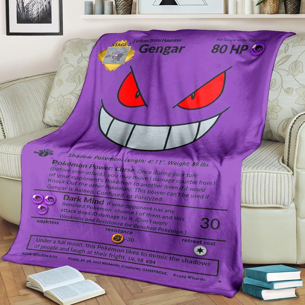 Anime Pkm Gengar Full Art Custom Soft Blanket / S/(43X55)