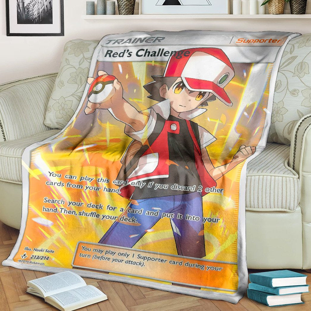 Anime Pkm Reds Challenge Trainer Custom Soft Blanket / S/(43X55)