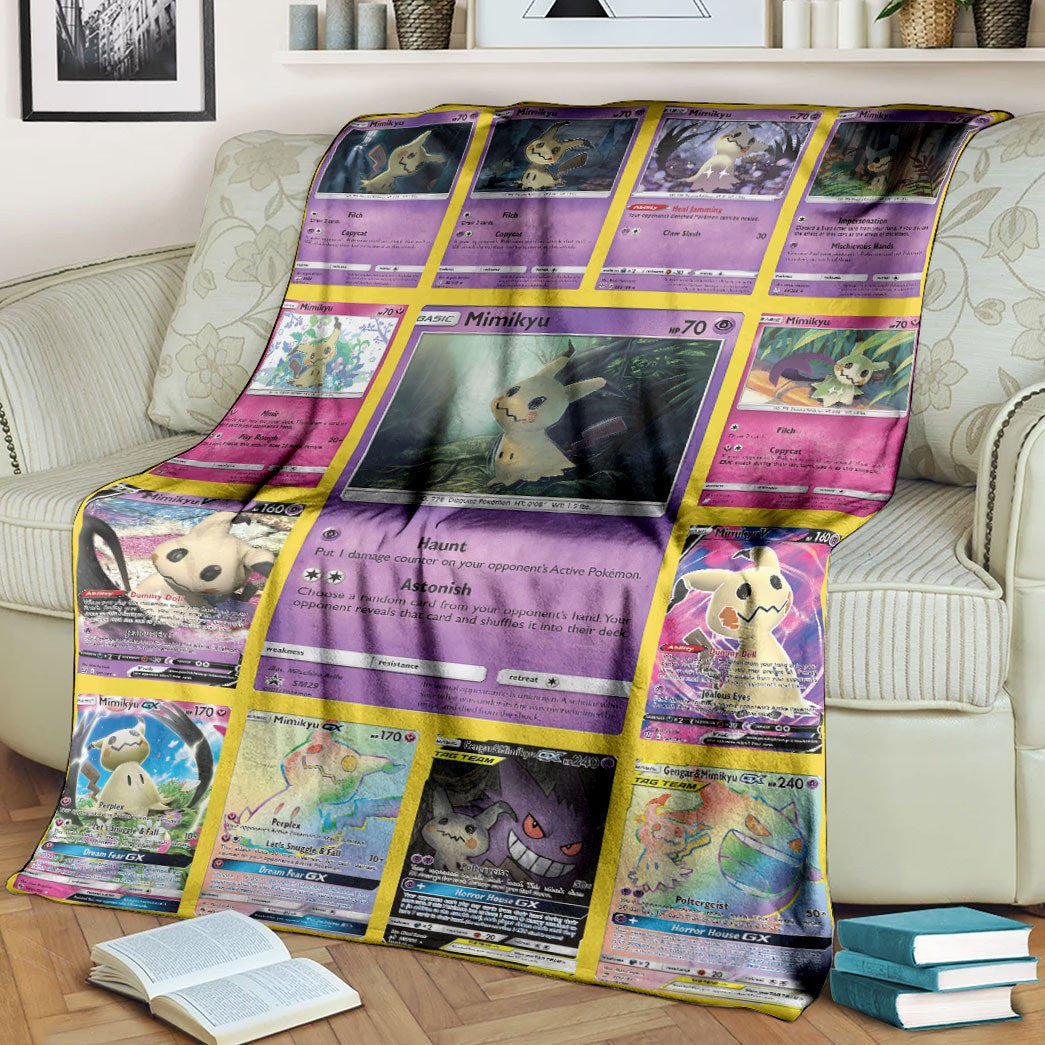 Anime Pkm Mimikyu Cards Version 2 Custom Soft Blanket / S/(43X55)