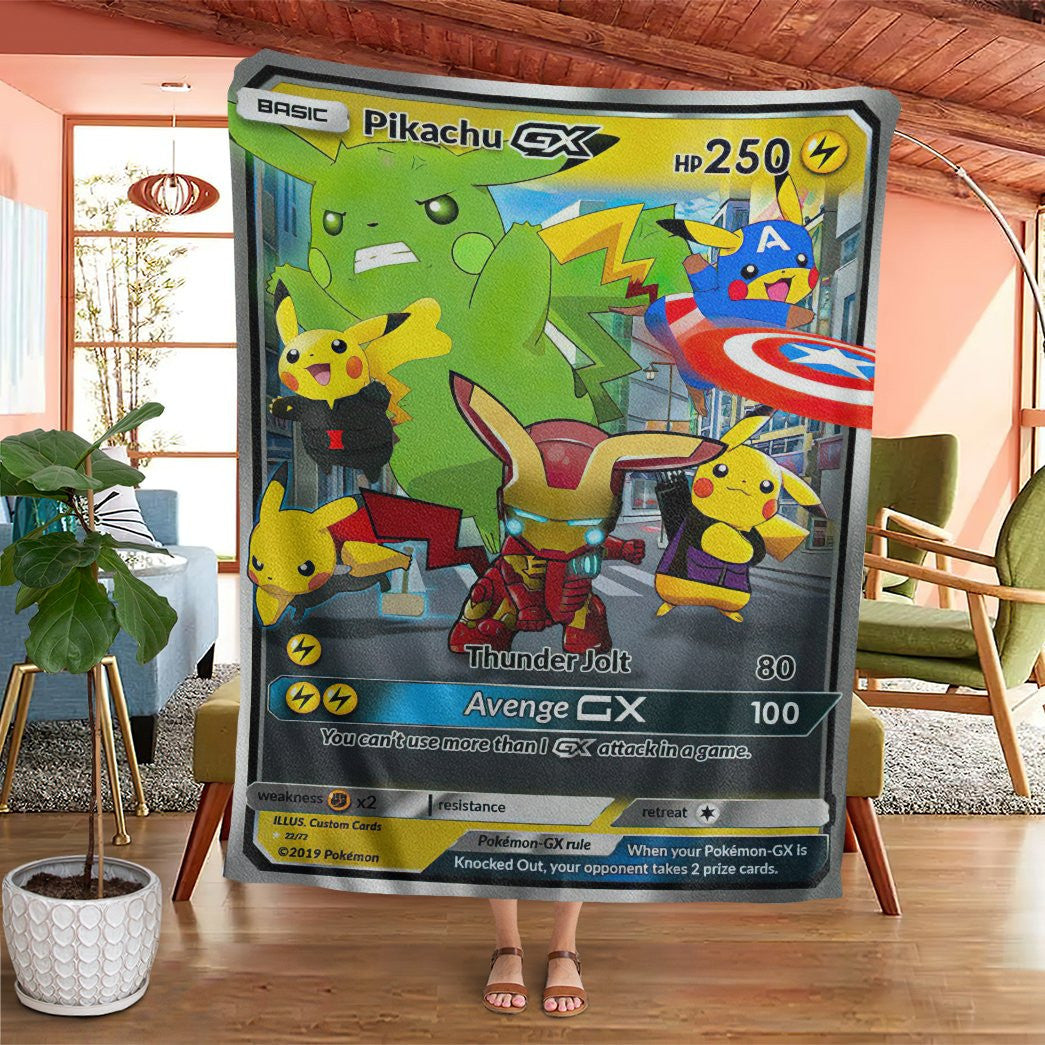 Anime Pkm Avengers Pikachu Gx! Custom Soft Blanket