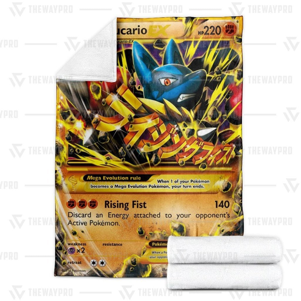 Anime Pkm M Lucario Ex · Furious Fists Custom Soft Blanket