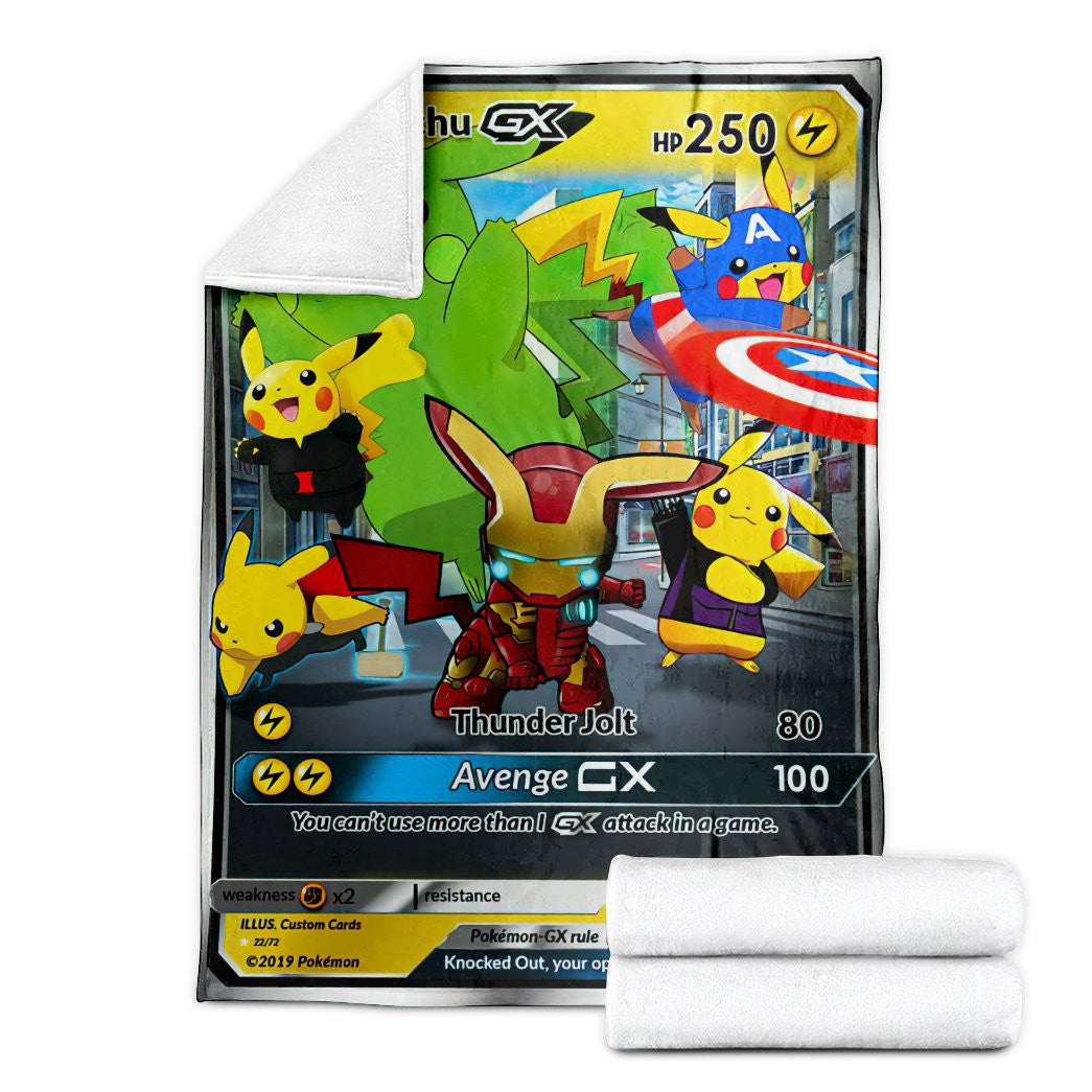 Anime Pkm Avengers Pikachu Gx! Custom Soft Blanket