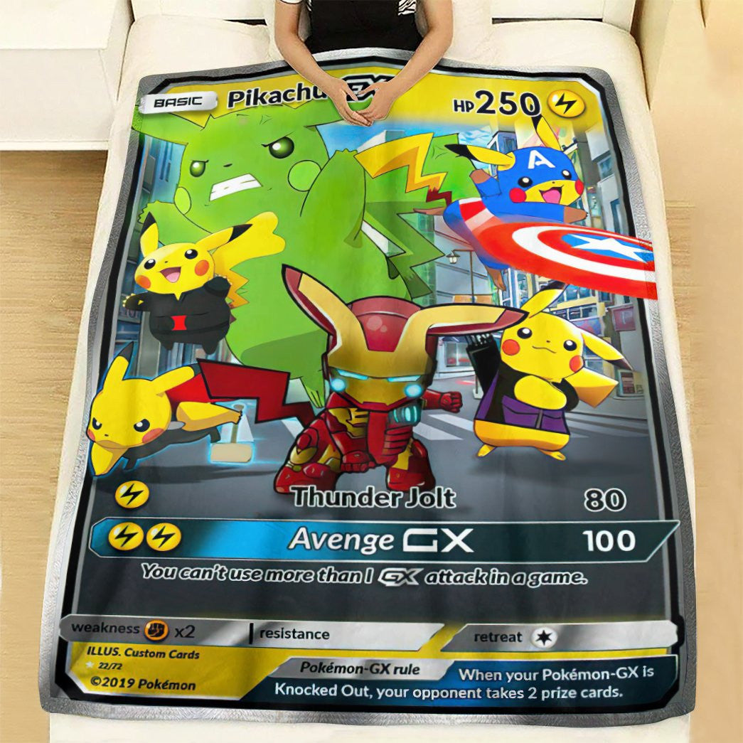 Anime Pkm Avengers Pikachu Gx! Custom Soft Blanket