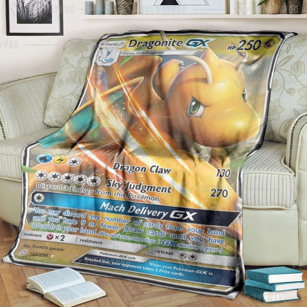 Anime Pkm Dragonite Gx Custom Soft Blanket