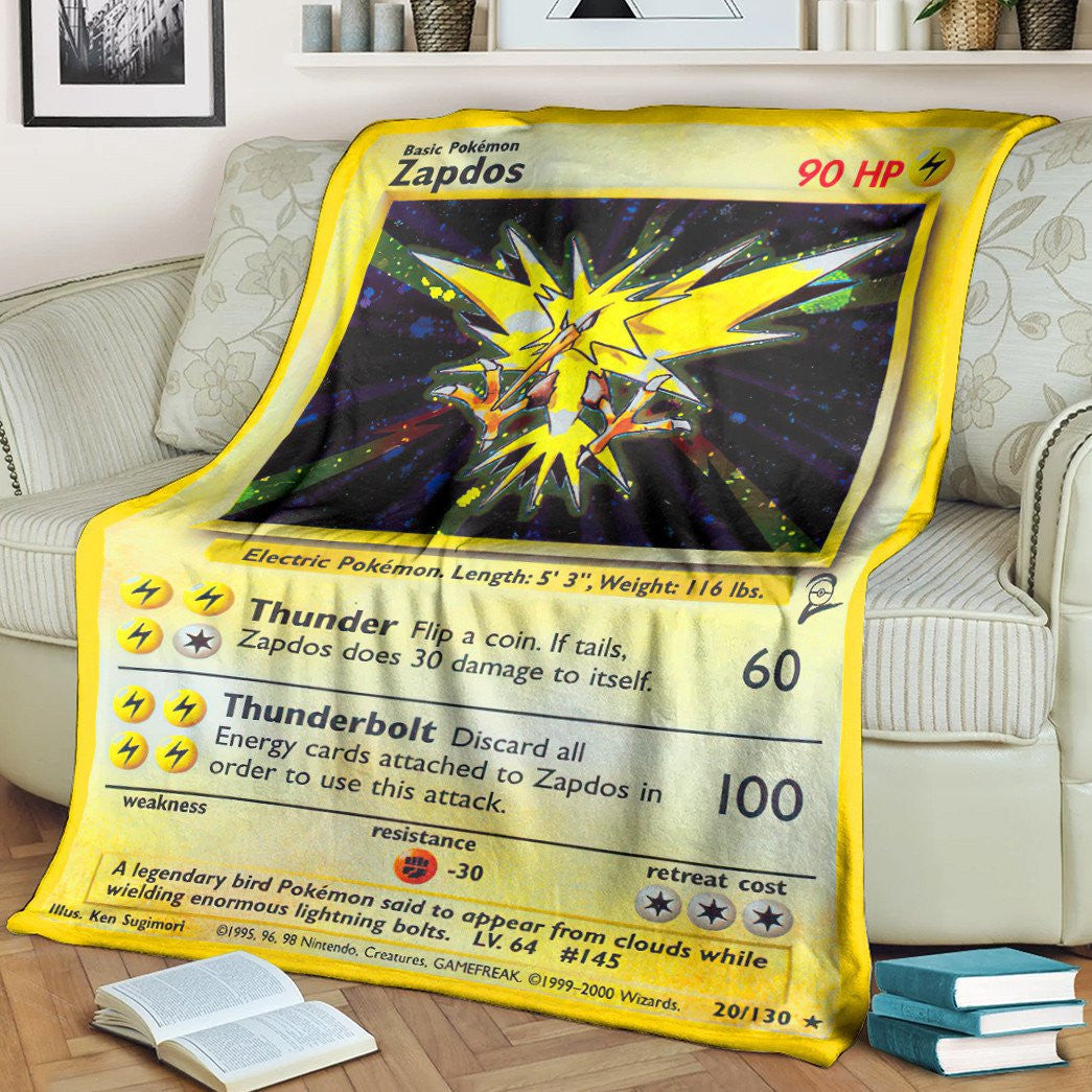 Anime Pkm Zapdos Base Set Custom Soft Blanket / S/(43X55)