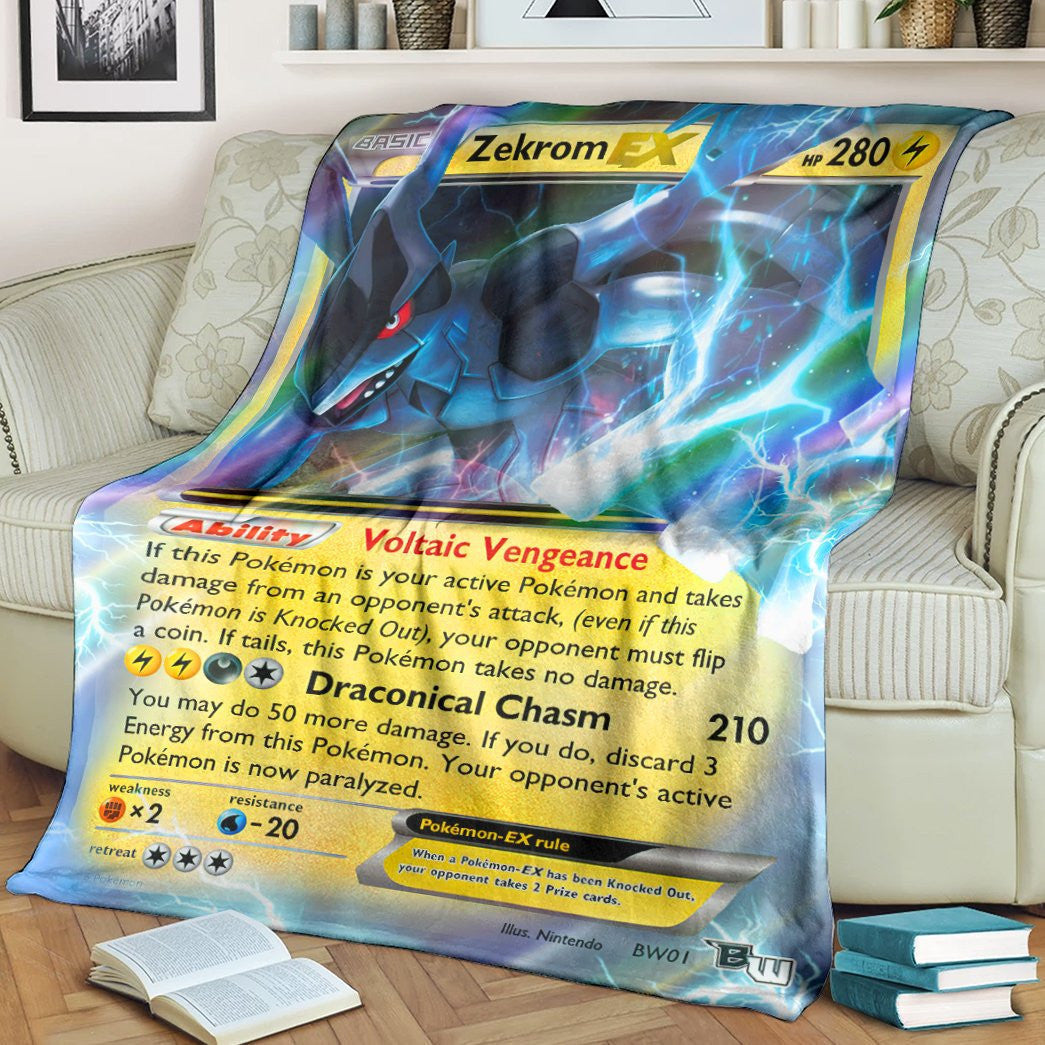 Anime Pkm Zekrom Ex Custom Pokemon Soft Blanket / S/(43X55)