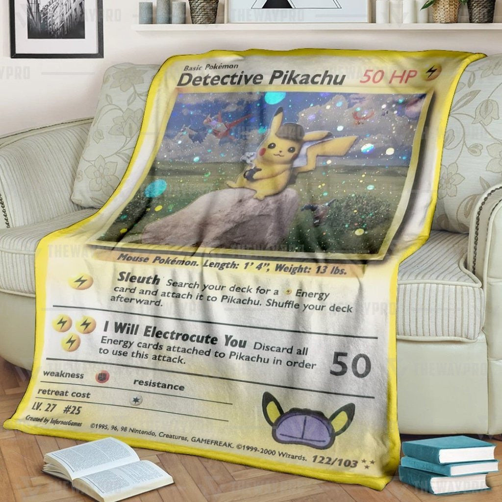 Anime Pkm Detective Pikachu Custom Soft Blanket / S/(43X55)