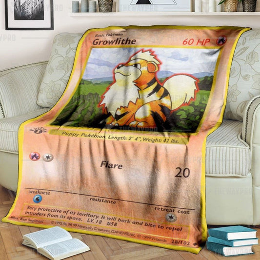 Anime Pkm Growlithe 1St Edition Custom Soft Blanket