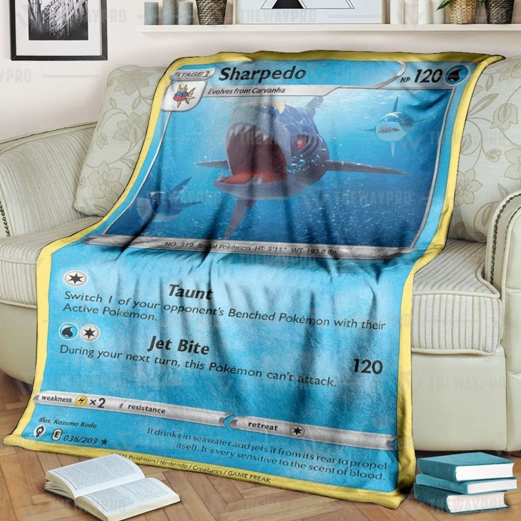 Anime Pkm Sharpedo Evolving Skies Custom Soft Blanket / S/(43X55)