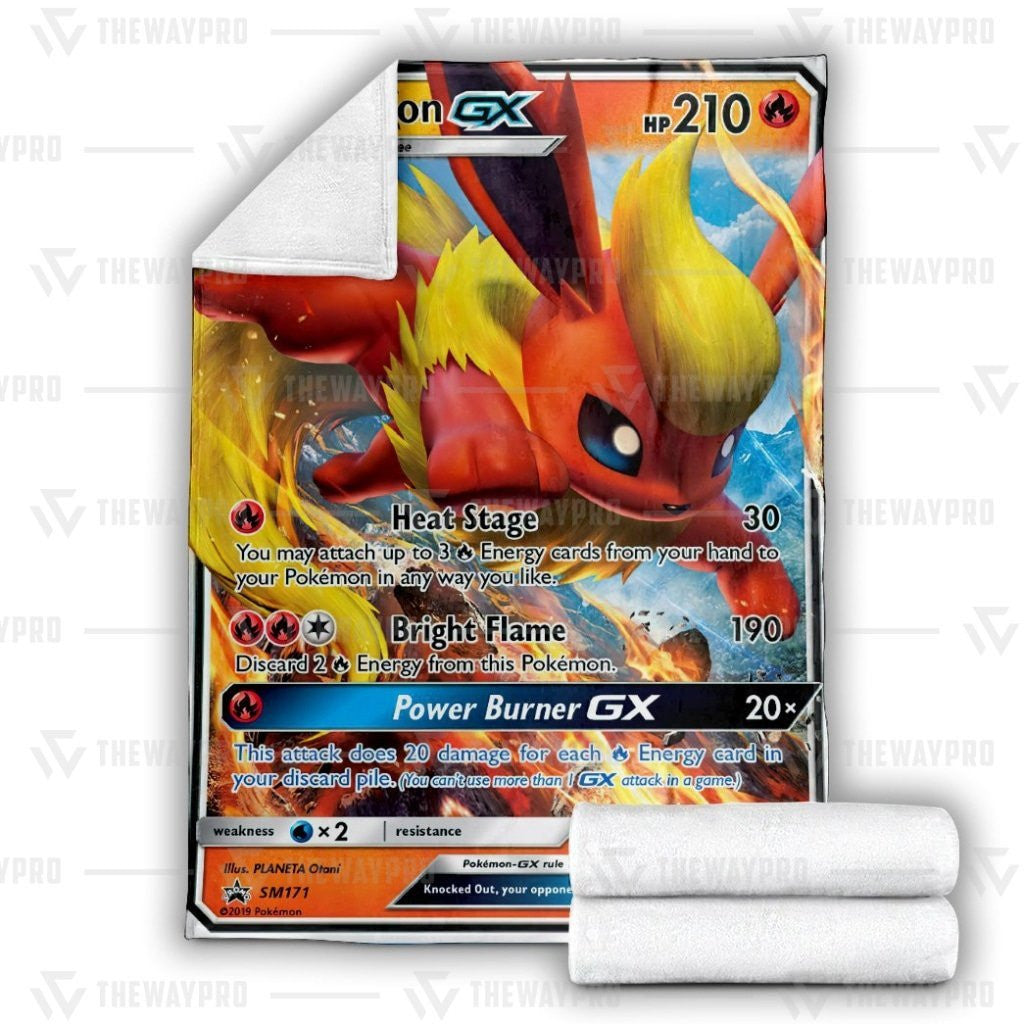 Anime Pkm Flareon Gx Custom Soft Blanket