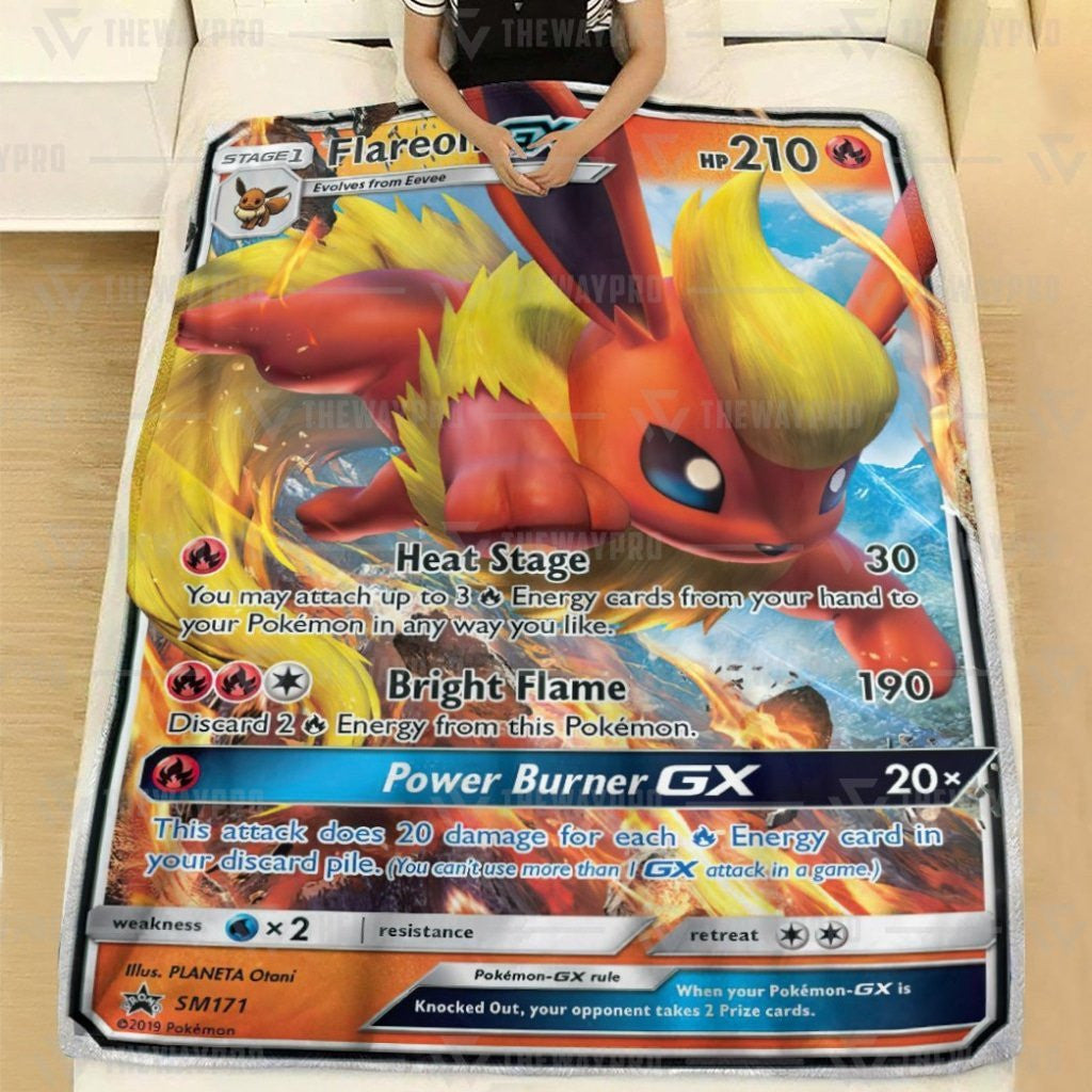 Anime Pkm Flareon Gx Custom Soft Blanket