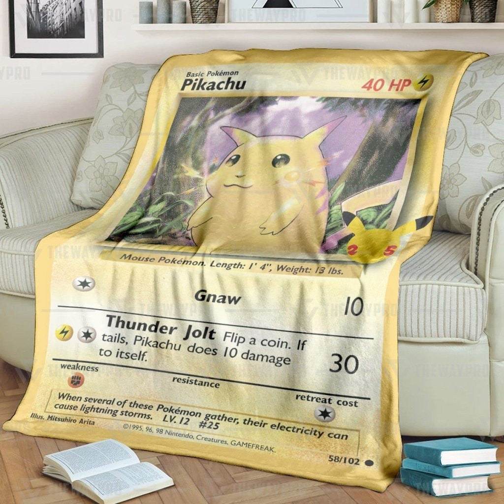 Pkm Pikachu Card Custom Soft Blanket / S/(43X55)