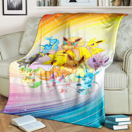 Anime Pkm Eevee Evolution Custom Soft Blanket / S/(43X55)