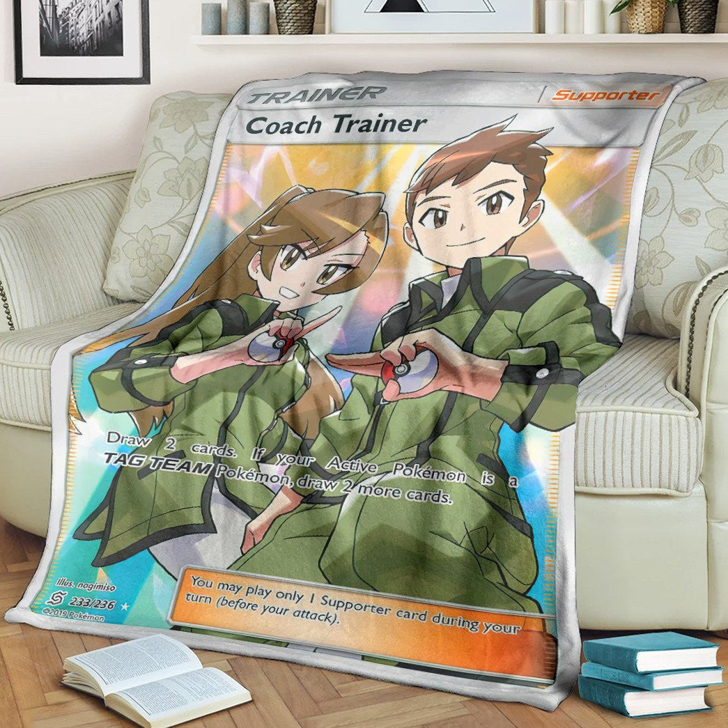 Anime Pkm Coach Trainer Custom Soft Blanket / S/(43X55)