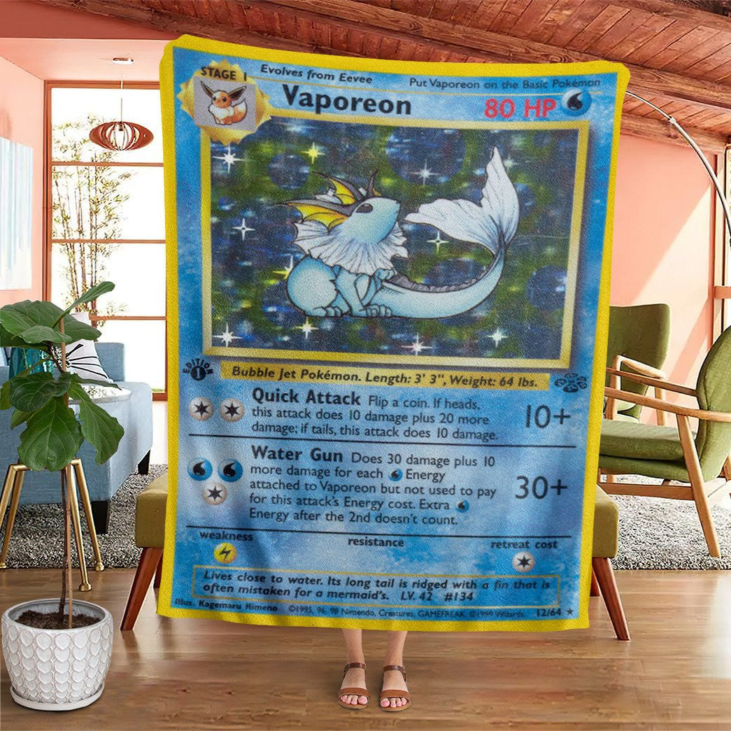 Anime Pkm Vaporeon Jungle Custom Soft Blanket