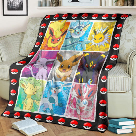 Anime Pkm Eevee Evolution Custom Soft Blanket / S/(43X55)