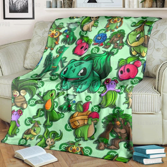 Anime Pkm Grass Custom Soft Blanket / S/(43X55)