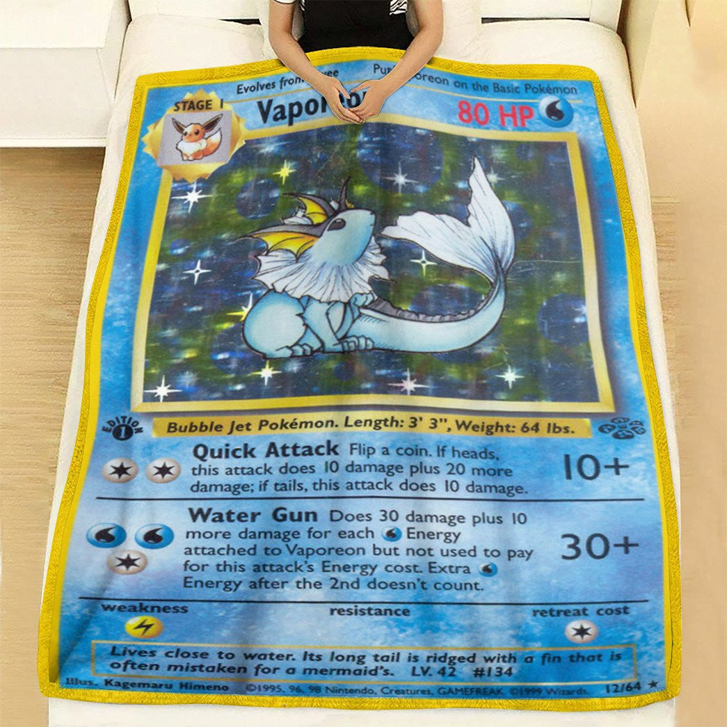 Anime Pkm Vaporeon Jungle Custom Soft Blanket