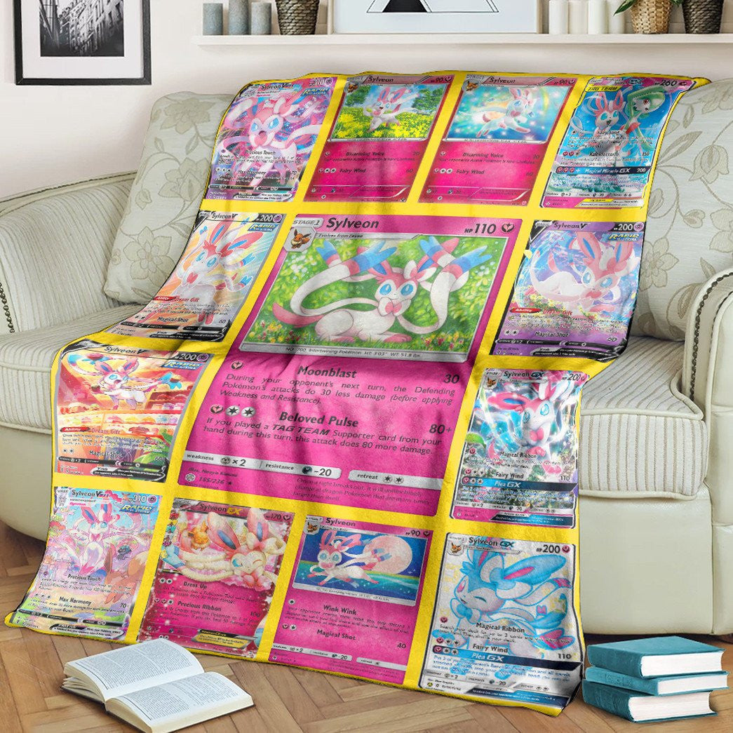 Anime Pkm Sylveon Cards Custom Soft Blanket / S/(43X55)