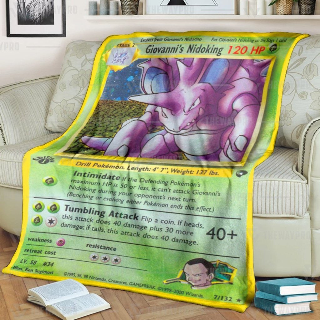 Anime Pkm Giovannis Nidoking Gym Challenge Custom Soft Blanket / S/(43X55)