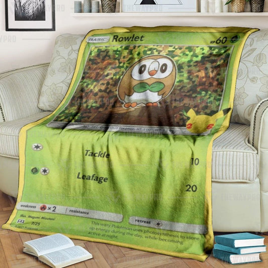 Anime Pkm Rowlet Custom Soft Blanket