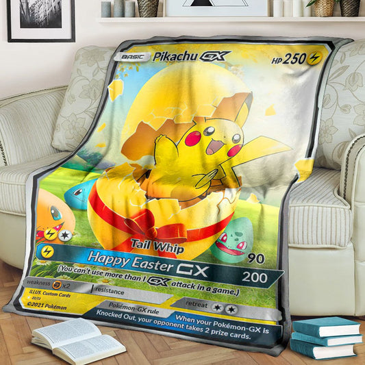 Anime Pkm Easter Pikachu Gx! Custom Soft Blanket / S/(43X55)