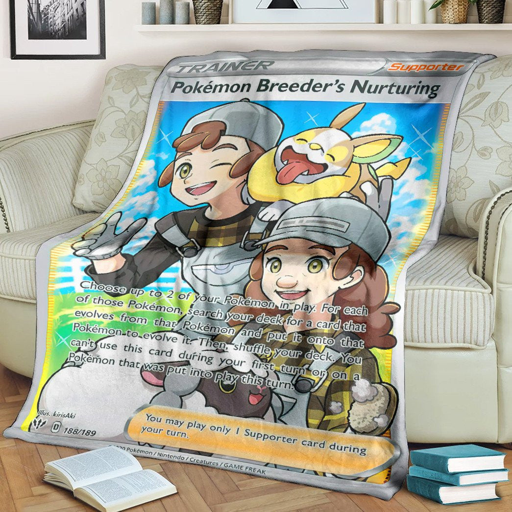 Anime Pkm Pokémon Breeders Nurturing Trainer Custom Soft Blanket / S/(43X55)