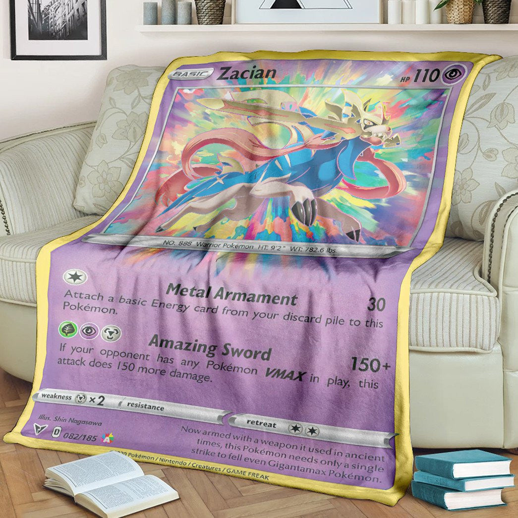 Anime Pkm Zacian Vivid Voltage Custom Soft Blanket