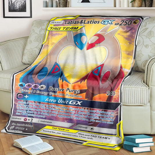 Anime Pkm Latias & Latios-Gx Team Up Custom Soft Blanket / S/(43X55)