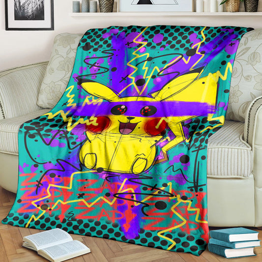 Anime Custom Pikachu Art Soft Blanket