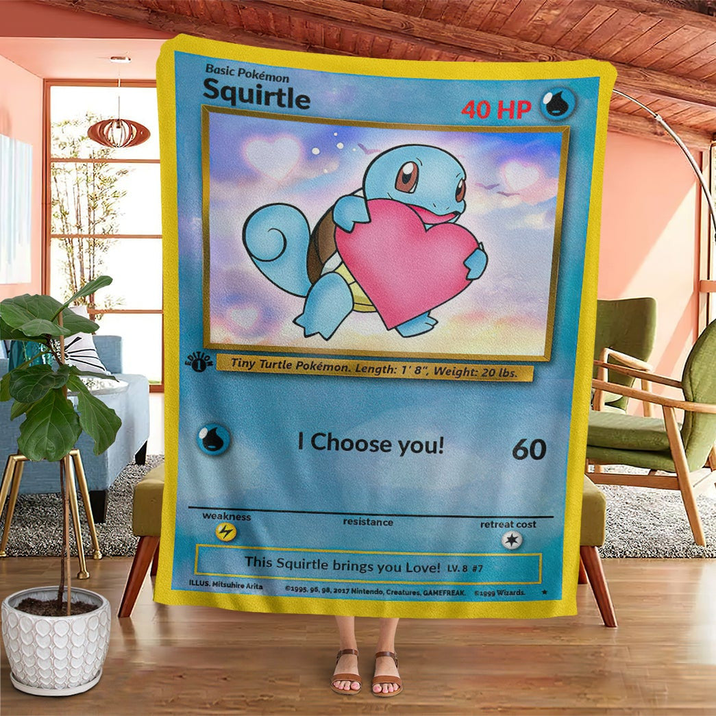 Anime Pkm Squirtle I Choose You Custom Soft Blanket