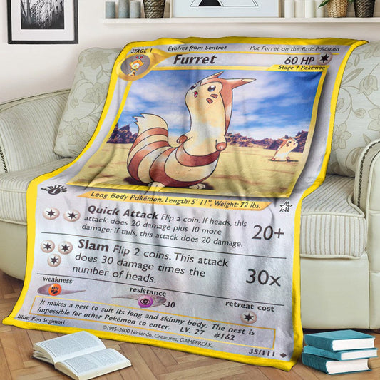 Anime Pkm Furret Neo Genesis Custom Soft Blanket / S/(43X55)