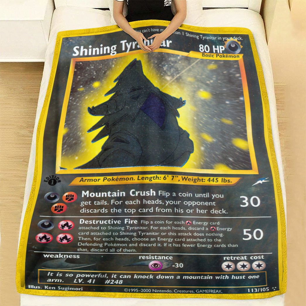 Anime Pkm Shining Tyranitar Neo Destiny Custom Soft Blanket