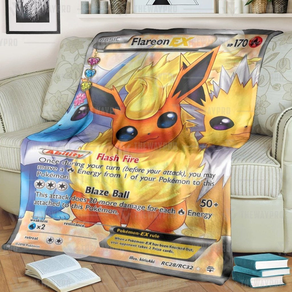 Anime Pkm Flareon-Ex Generations Custom Soft Blanket / S/(43X55)