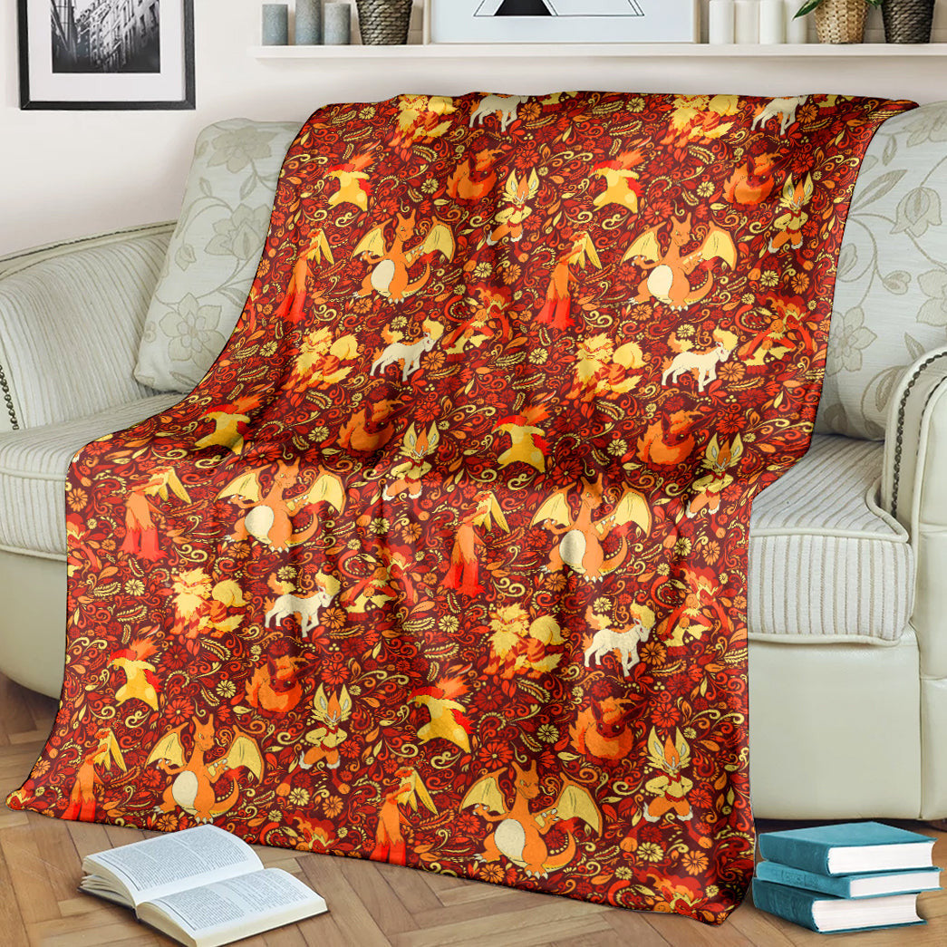 Anime Pkm Fire Seamless Pattern Custom Soft Blanket XO2803226